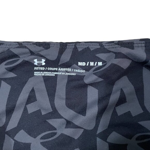 Under Armour Fitted Crop Leggings Women's Medium Black Gray UA All-Over Pattern - Picture 2 of 5